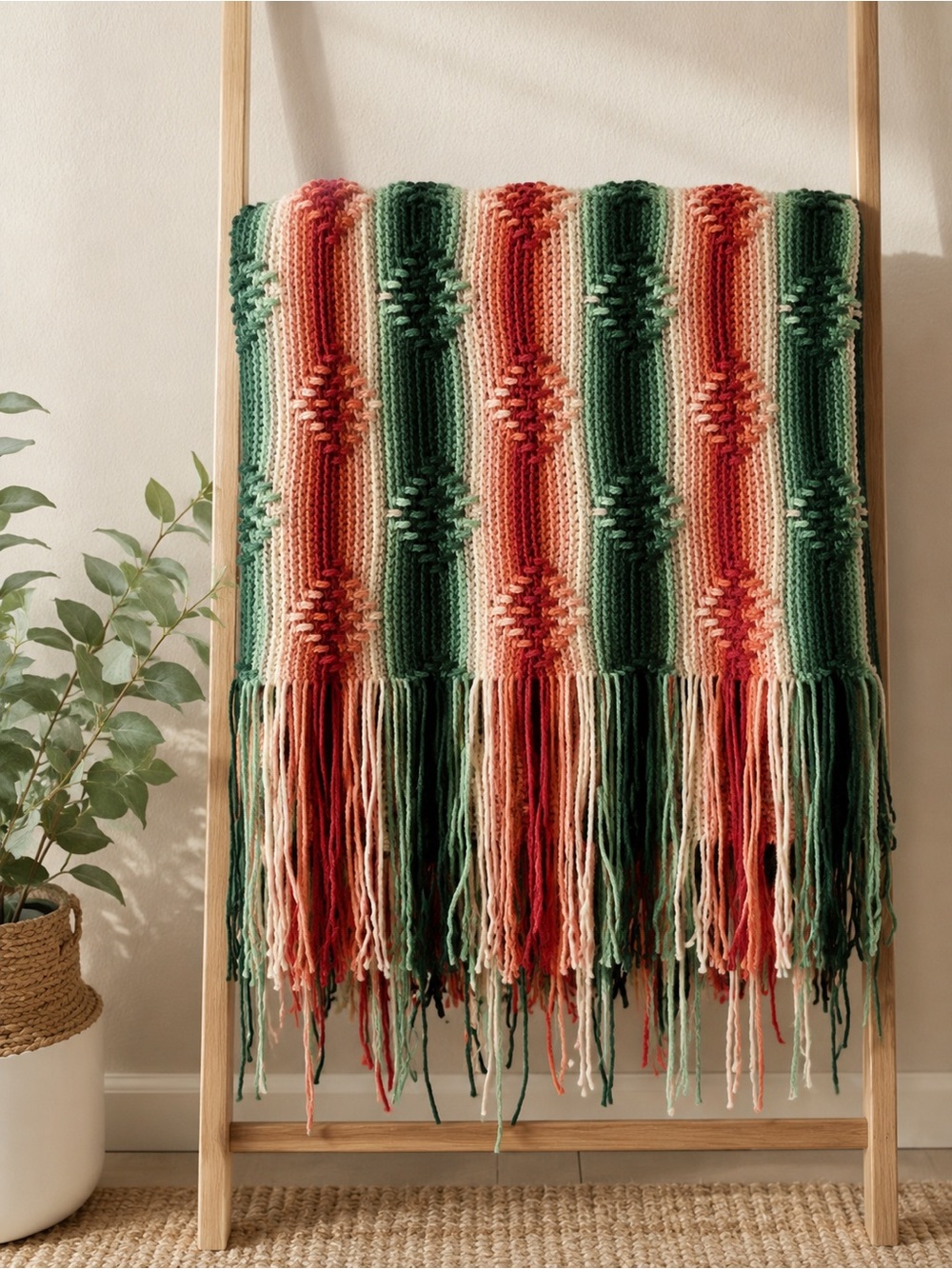 Handmade Crochet Southwestern Boho Throw Blanket